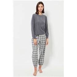 Pantalón 7/8 de pijama cintura alta - Gris claro jaspeado