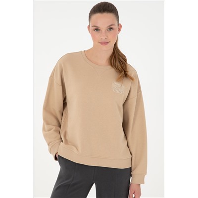 Kadın Kum Bisiklet Yaka Sweatshirt