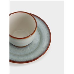 Пара кофейная, 1 перс, 2 пр, 90 мл, керамика, серо-бежевая, с коричневым кантом, Mandala