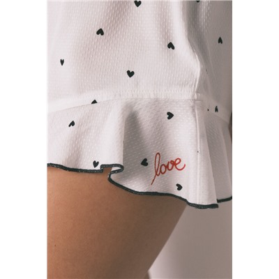 Pijama corto tirantes blanco estampado corazones