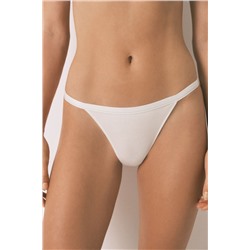 Tanga algodón canalé blanco