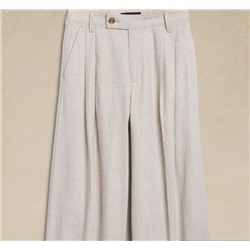 LINEN-BLEND WIDE-LEG PLEATED TROUSER