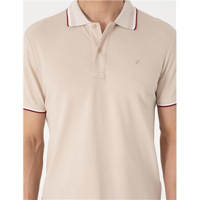 Bej Slim Fit Polo Yaka Tişört