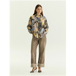 Рубашка с абстрактным принтом из 100% вискозы, B3245/prometeus