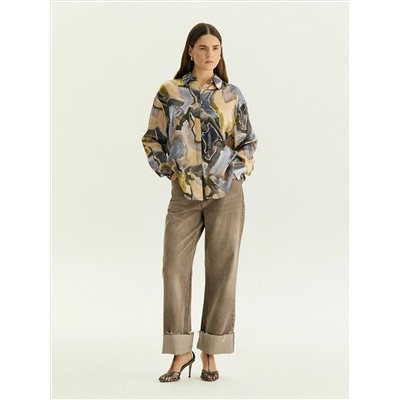 Рубашка с абстрактным принтом из 100% вискозы, B3245/prometeus