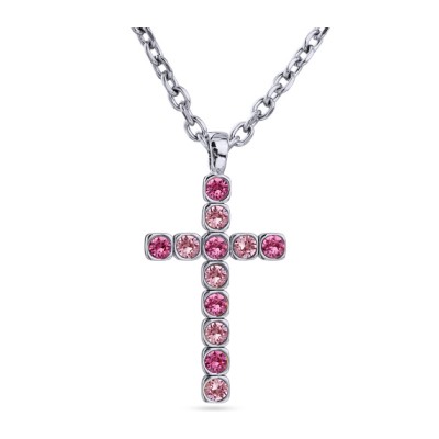 Кулон Теннис (кристаллы SW светло-розовые, розовые 6мм; родий) 50-55см, Есть комплект