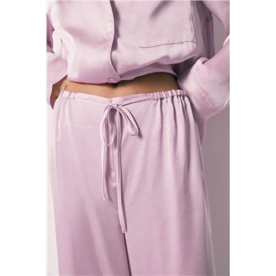 Pijama camisero largo satén lila