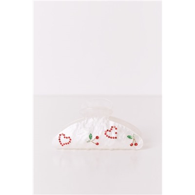 Pinza marmoleada blanca brillos