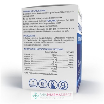 ArkoPharma Forcapil Fortifiant - Force, Vitalité & Brillance - Cheveux & Ongles Affaiblis - 60 gélules