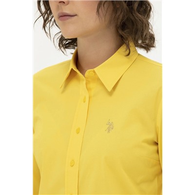 Kadın Sarı Uzun Kollu Basic Gömlek