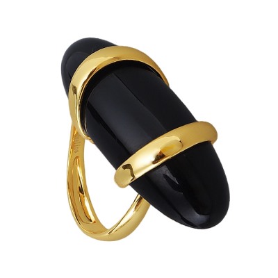 Кольцо (смола черная; покрытие золото), Есть комплект