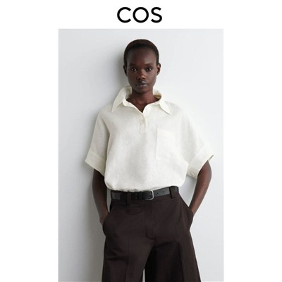 Женская свободная льняная рубашка поло 2 цвета КО*С