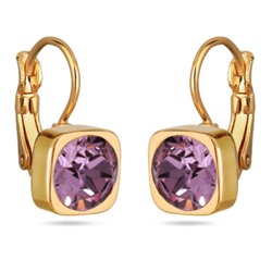 Серьги Теннис (кристаллы SW аметист 8мм; покрытие золото), Есть комплект