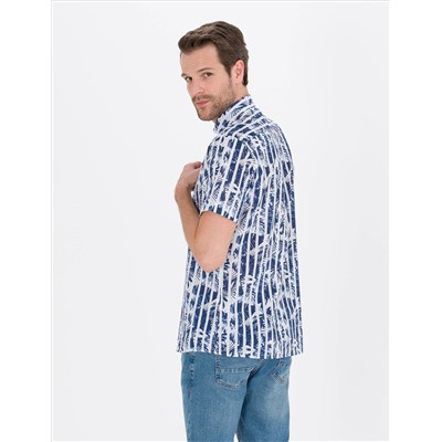 Lacivert Regular Fit Kısa Kollu Gömlek