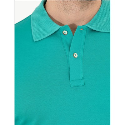 Yeşil Slim Fit Polo Yaka Merserize Tişört