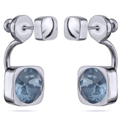 Серьги Теннис (кристаллы SW байкальский лед 8мм; покрытие родий), Есть комплект