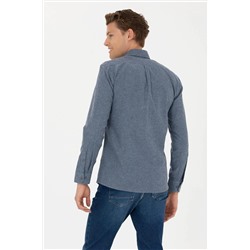 Erkek İndigo Uzun Kollu Basic Gömlek