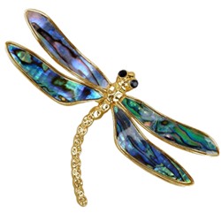 Брошь Стрекоза (гелиотис; покрытие золото) 10см, Есть комплект