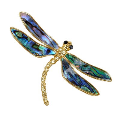 Брошь Стрекоза (гелиотис; покрытие золото) 10см, Есть комплект