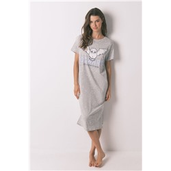 Camisola midi algodón print Hedwig gris