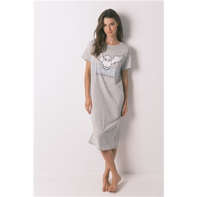 Camisola midi algodón print Hedwig gris