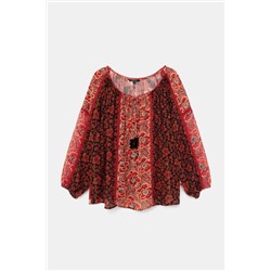 Blusa loose cuello barco flores