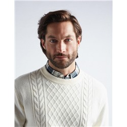 Braided Knitted Jumper, Men, White