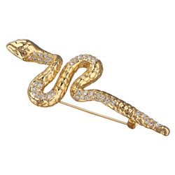 Брошь Змея (кристаллы SW белые; покрытие золото), Есть комплект