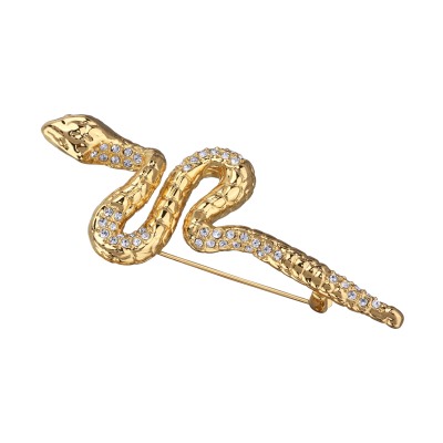 Брошь Змея (кристаллы SW белые; покрытие золото), Есть комплект