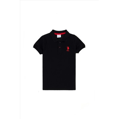 Erkek Çocuk Siyah Basic Polo Yaka Tişört