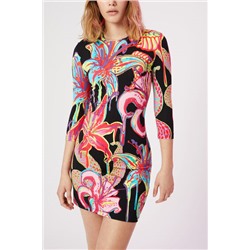 Vestido slim manga 3/4