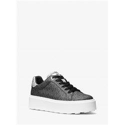 Michael Kors Outlet Romey Metallic Two-Tone Signature Logo Platform Sneaker