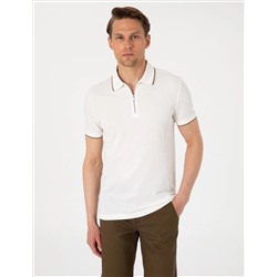 Ekru Slim Fit Polo Yaka Tişört