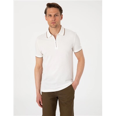 Ekru Slim Fit Polo Yaka Tişört