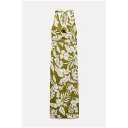 LINEN BLEND FLORAL PRINT DRESS