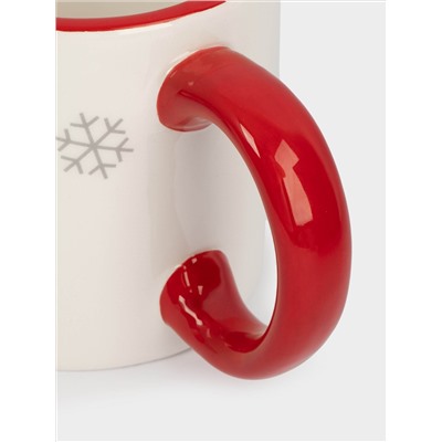 Кружка, детская, 360 мл, 2 шт, керамика, молочно-красная, Зайчики в шарфах, New year