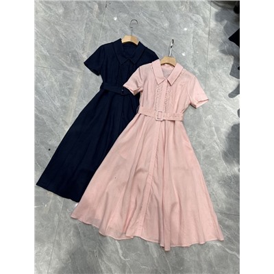 Красивое льняное платье с ремнем   2 цвета