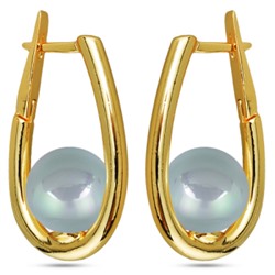 Серьги (Майорка 12мм голубая; покрытие золото), Есть комплект