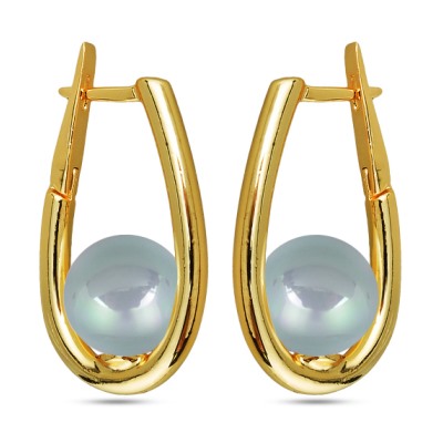 Серьги (Майорка 12мм голубая; покрытие золото), Есть комплект