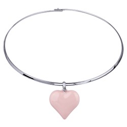 Колье-чокер Сердцебиение (2.5см, эмаль розовая; покрытие родий) 42см, Есть комплект