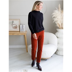 Укороченные эластичные брюки слим из микро вельвета