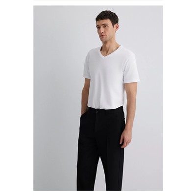 Mavi Beyaz Basic V Yaka Tişört Slim Fit / Dar Kesim 065586-620