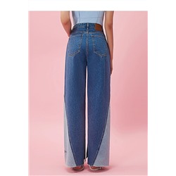 Широкие контрастные джинсы с разрезами и вышивкой  Juic*y Coutur*e. Аутлет-магазин