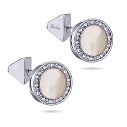 Пусеты Амфитрита (перламутр 11мм белый; покрытие родий), Есть комплект