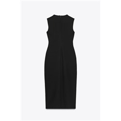 BELTED CREPE MIDI DRESS
