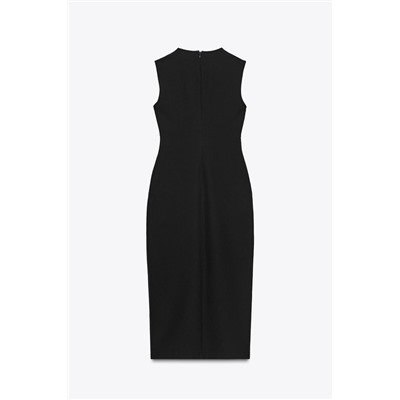 BELTED CREPE MIDI DRESS