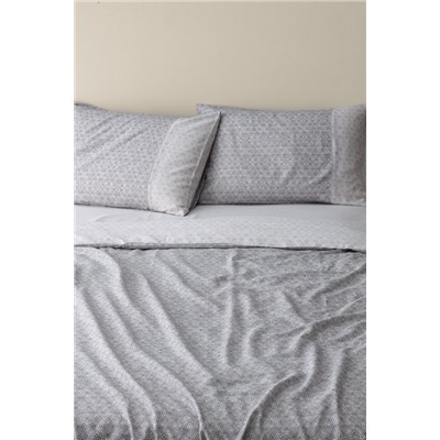 Lavem King Size %100 Pamuk Madame Coco Crep Baskılı Nevresim Takımı - Gri