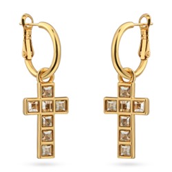 Серьги Квадро (кристаллы SW шампань; покрытие золото), Есть комплект