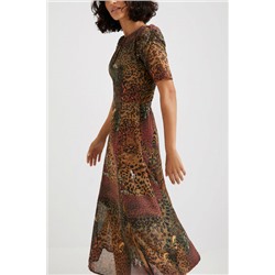 Vestido midi manga corta