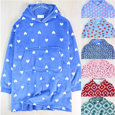 Мягкий и толстый флисовый двухсторонний халат